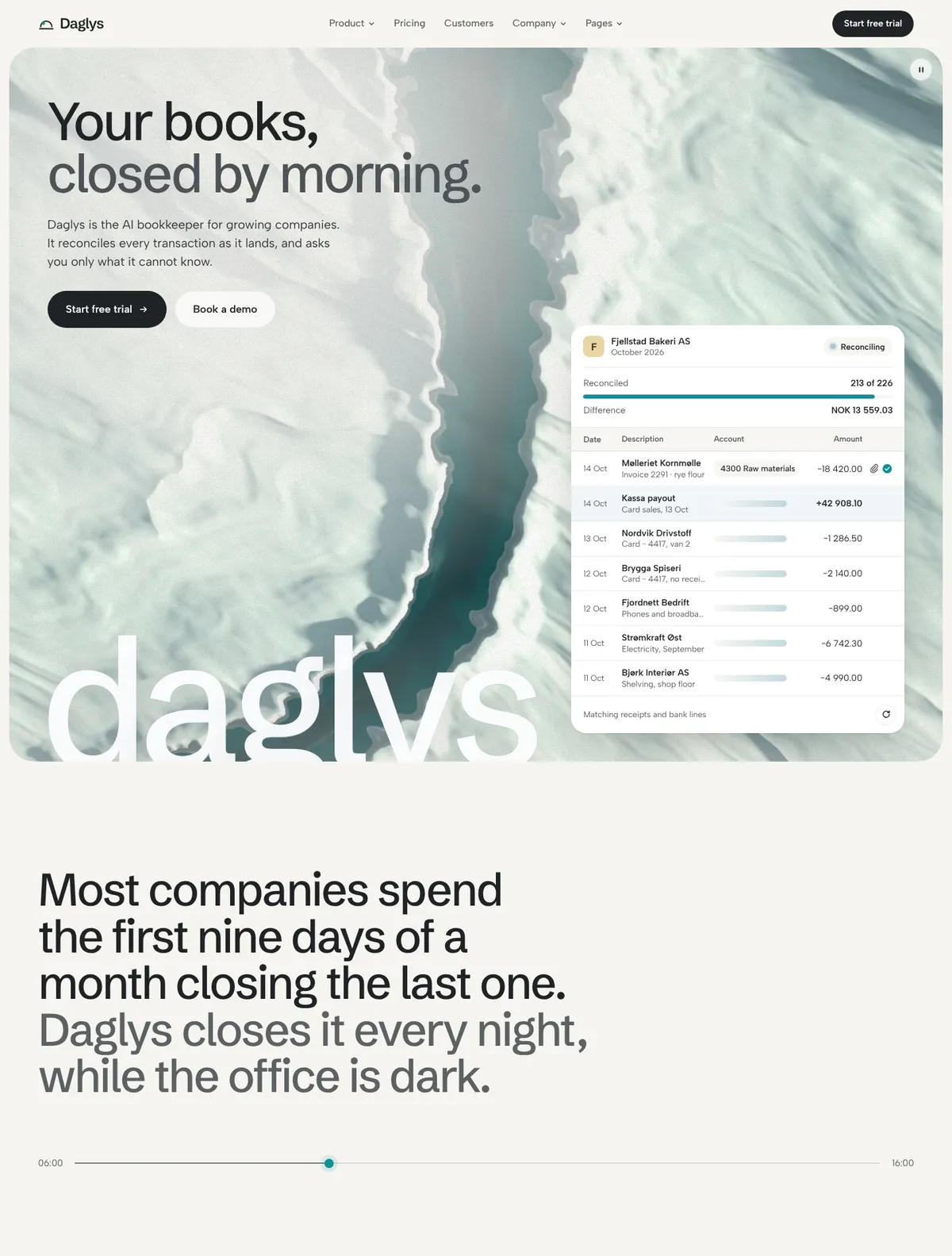 Daglys, Home V1 page