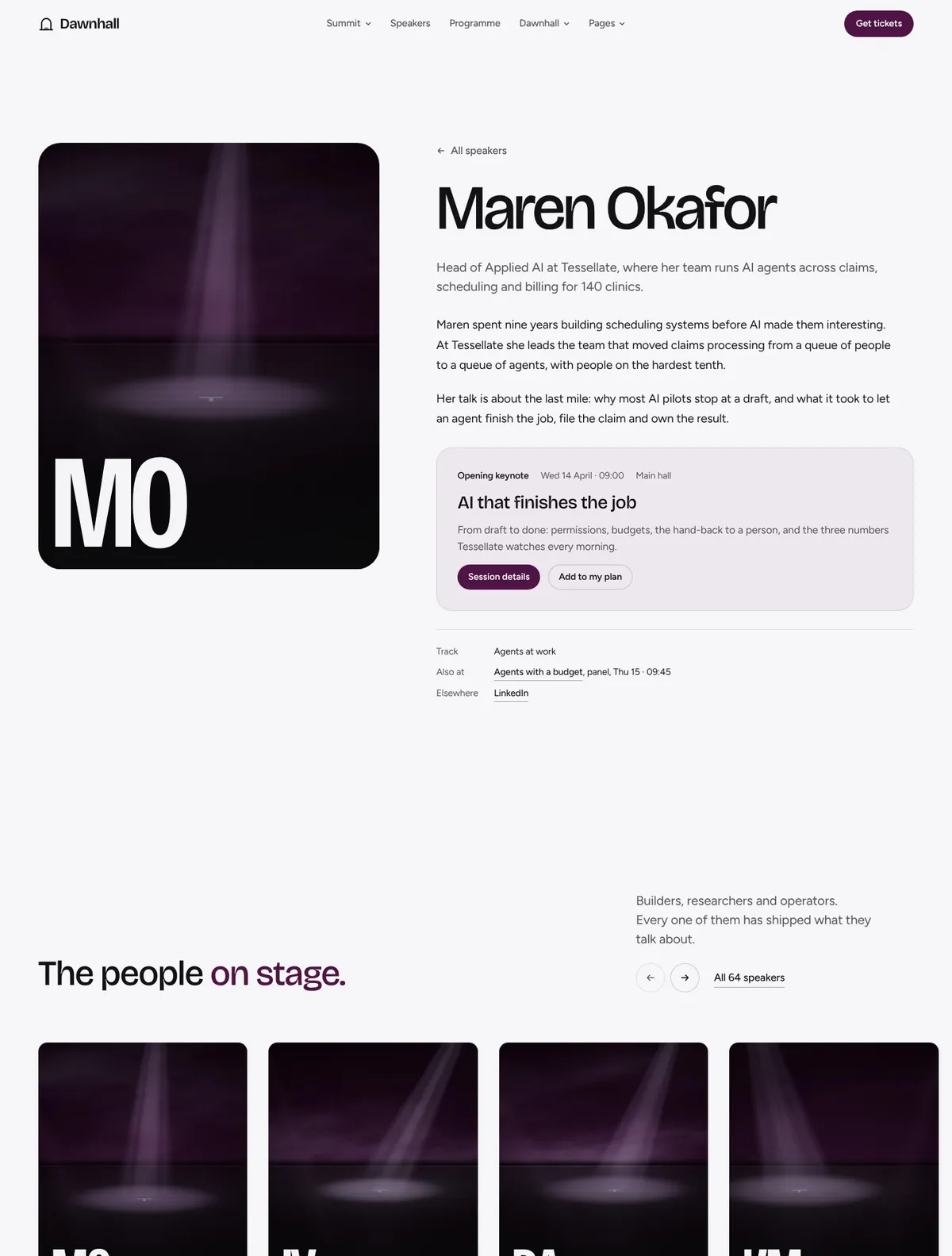 Dawnhall, Speaker page