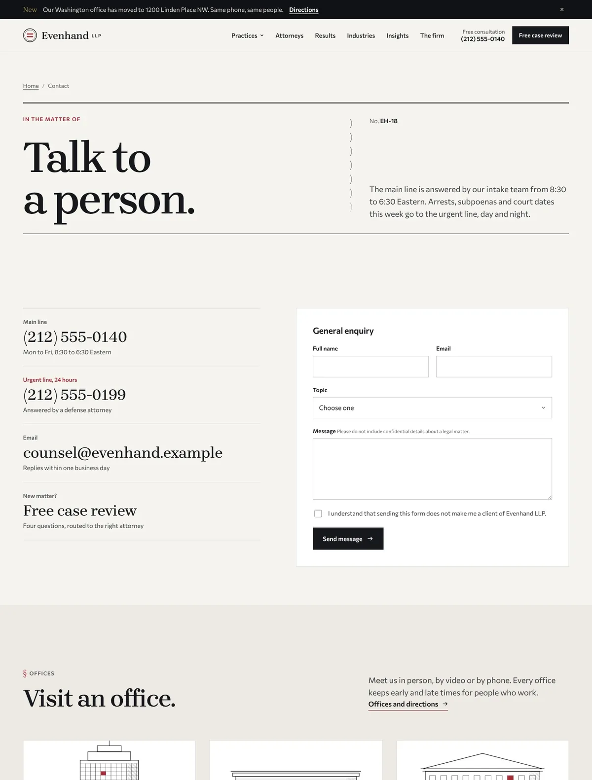 Evenhand, Contact page