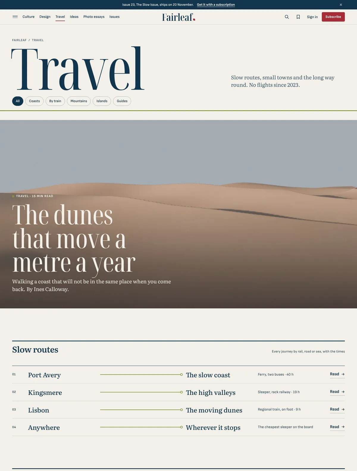 Fairleaf, Travel page