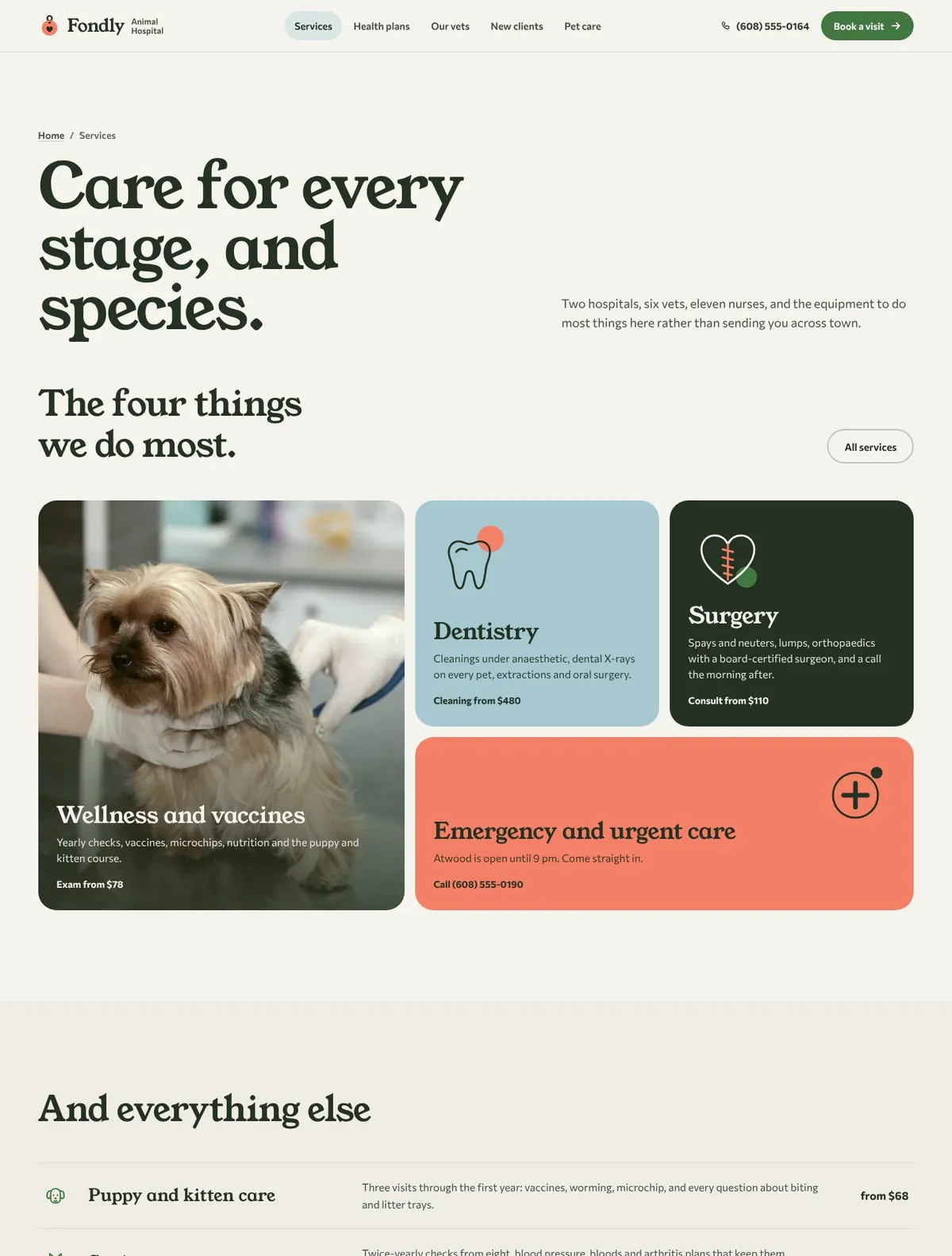 Fondly, Services page