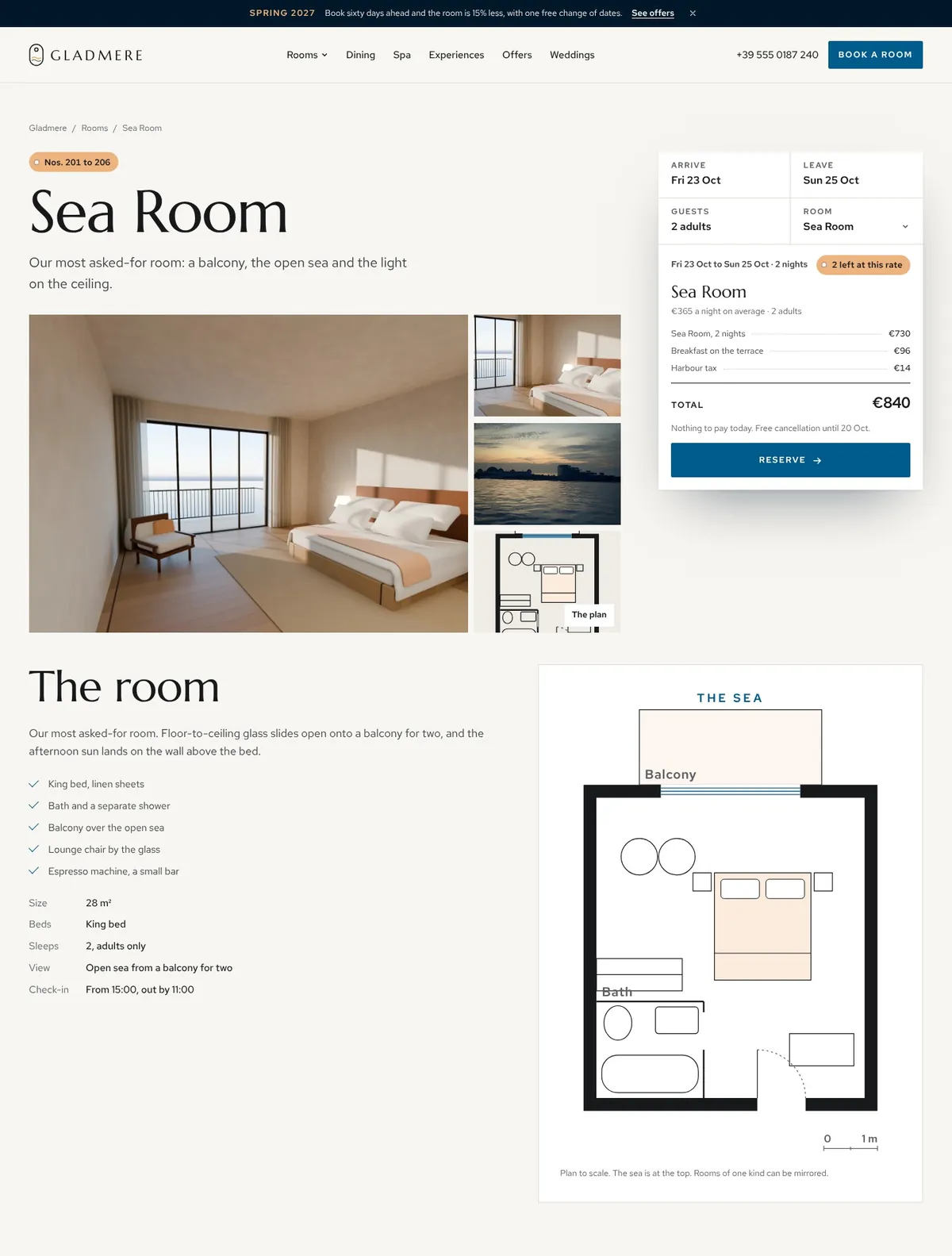 Gladmere, Room detail page