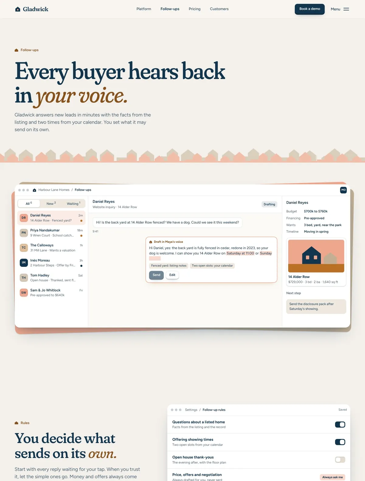 Gladwick, Follow-ups page