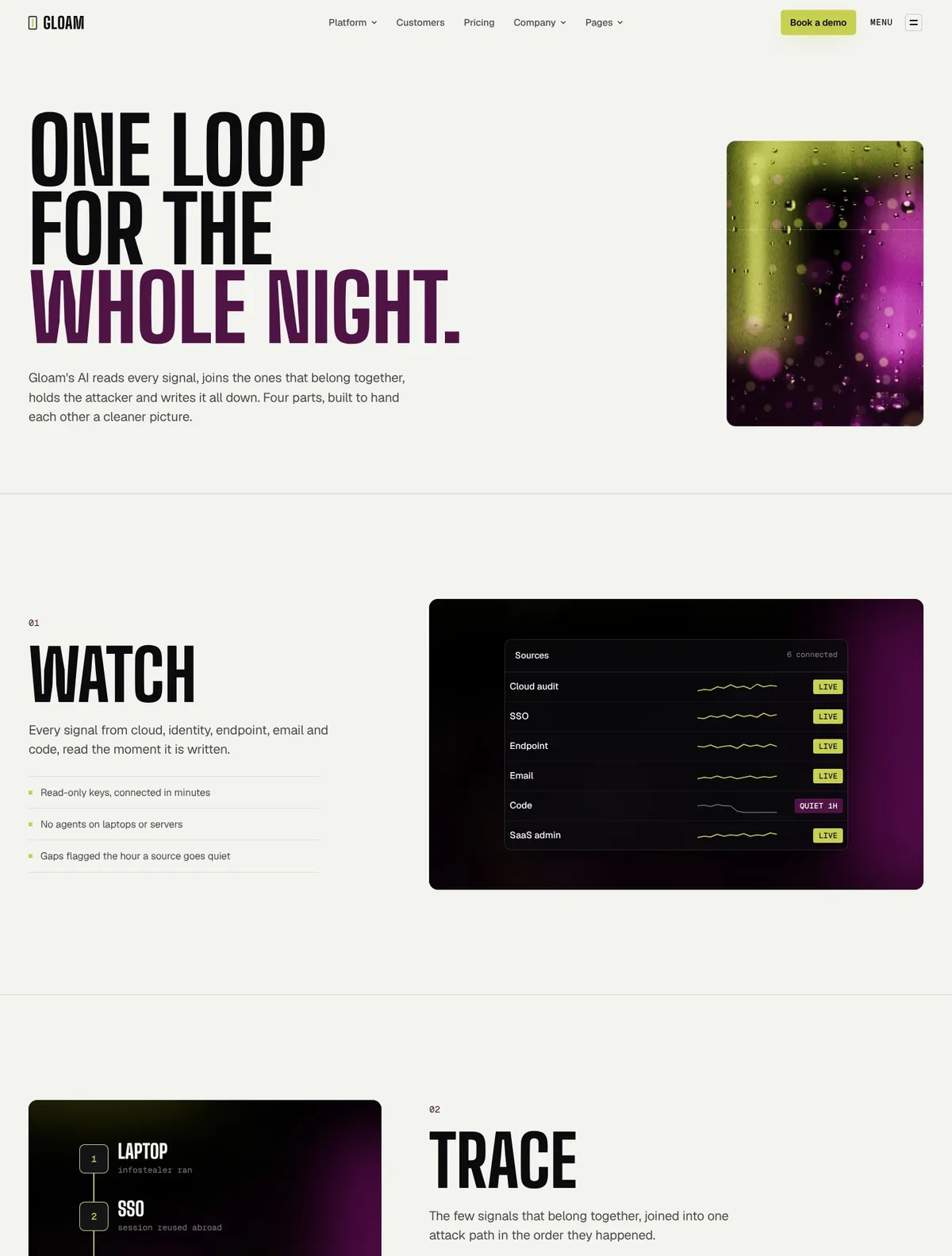 Gloam, Platform page