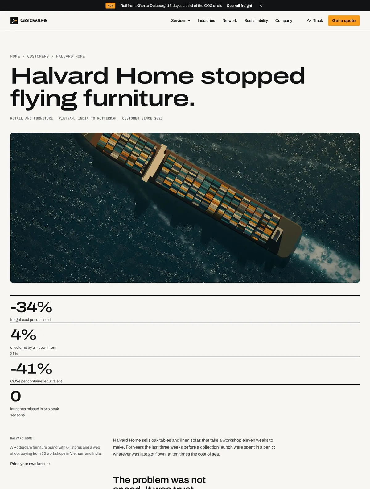 Goldwake, Customer story page