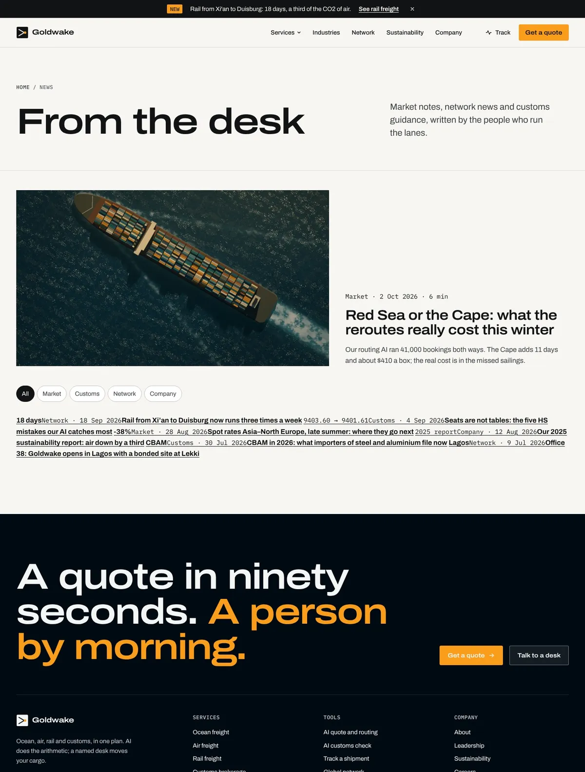 Goldwake, News page