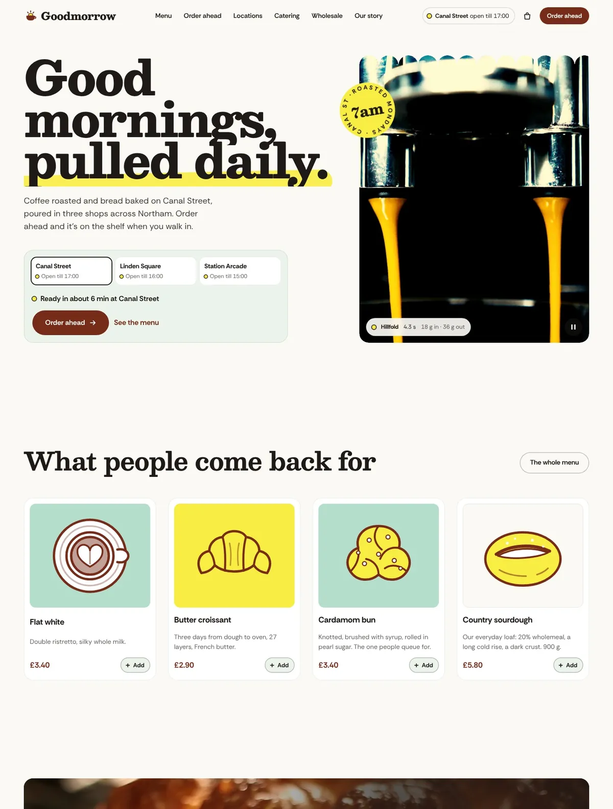 Goodmorrow, Home V1 page