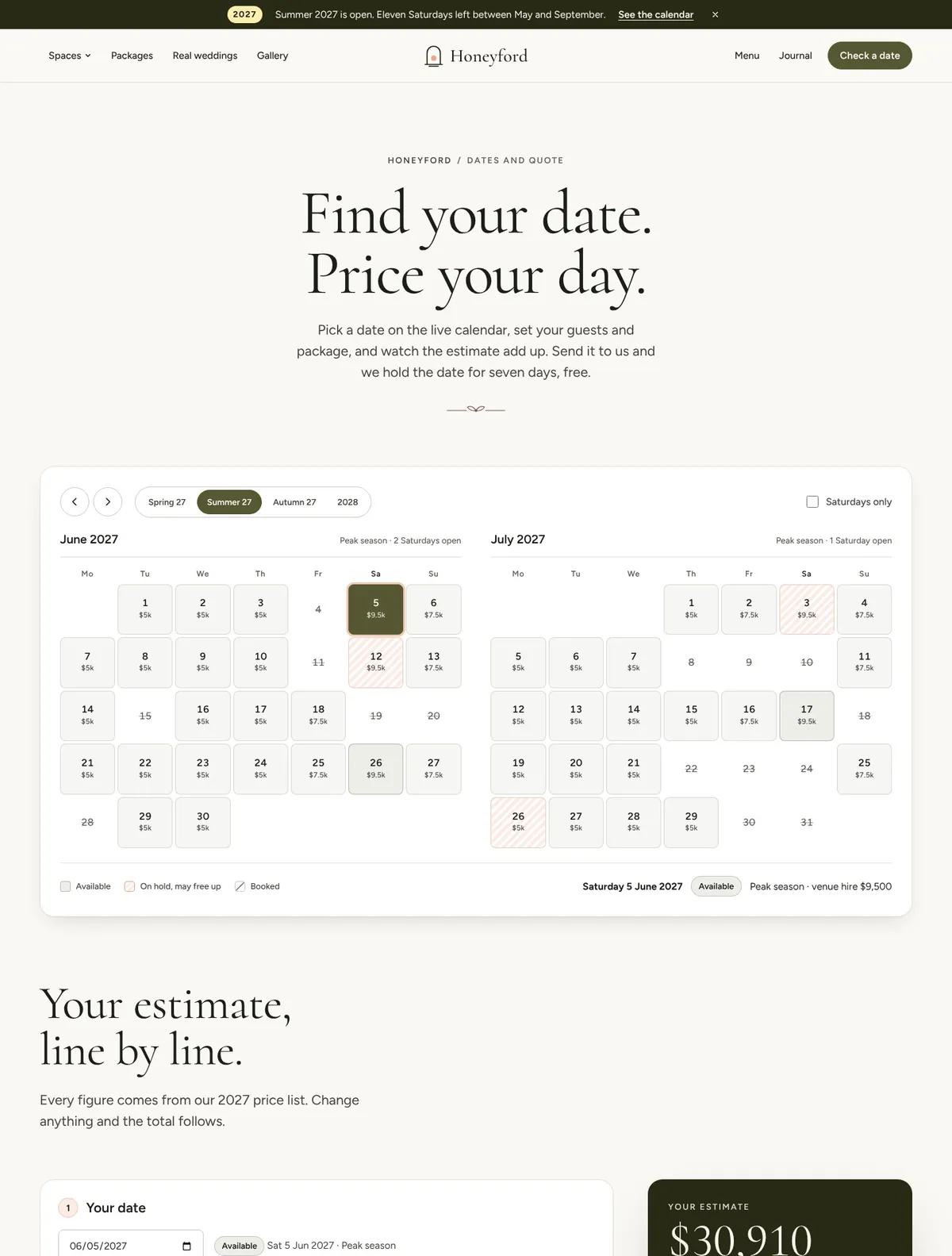 Honeyford, Dates and quote page