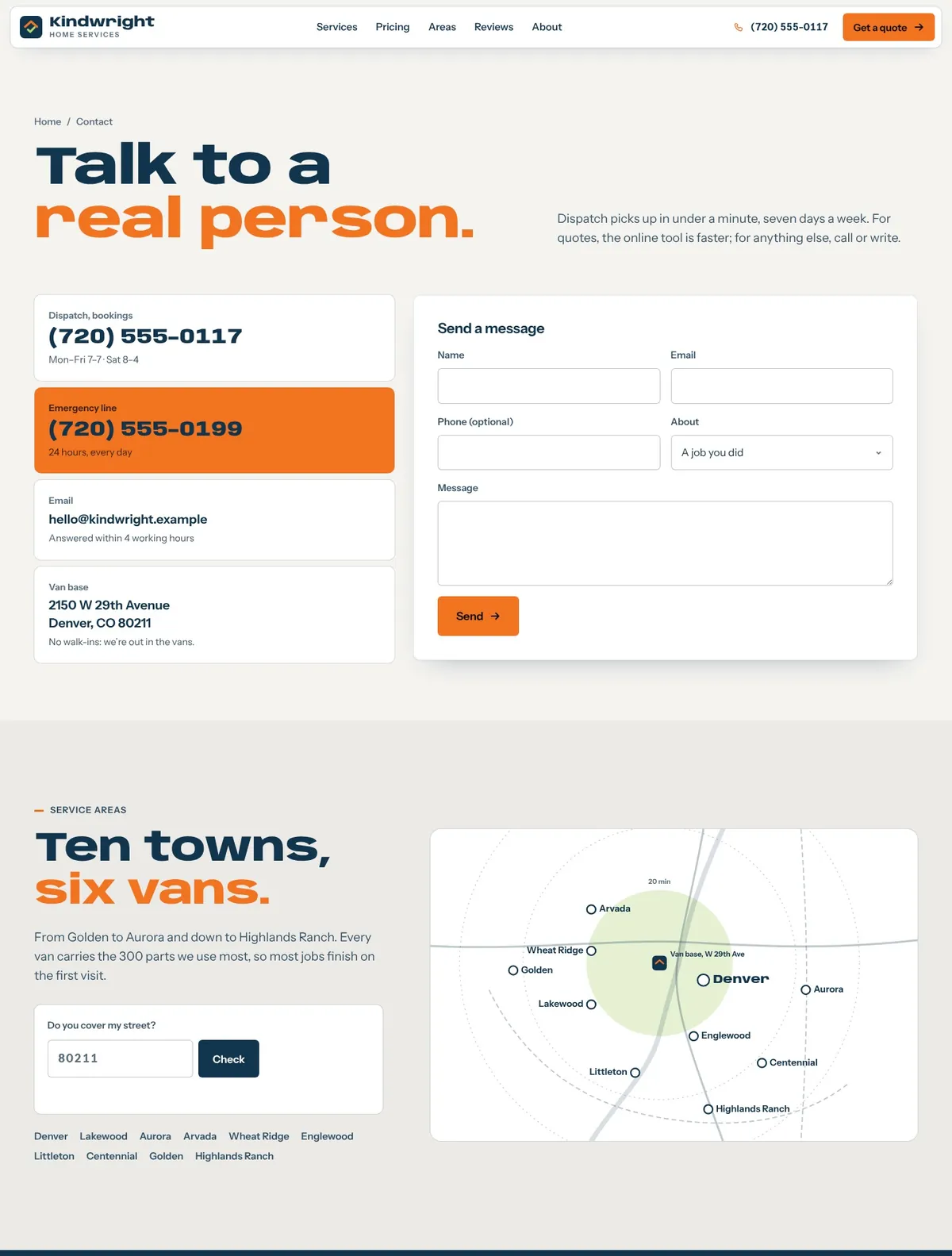 Kindwright, Contact page