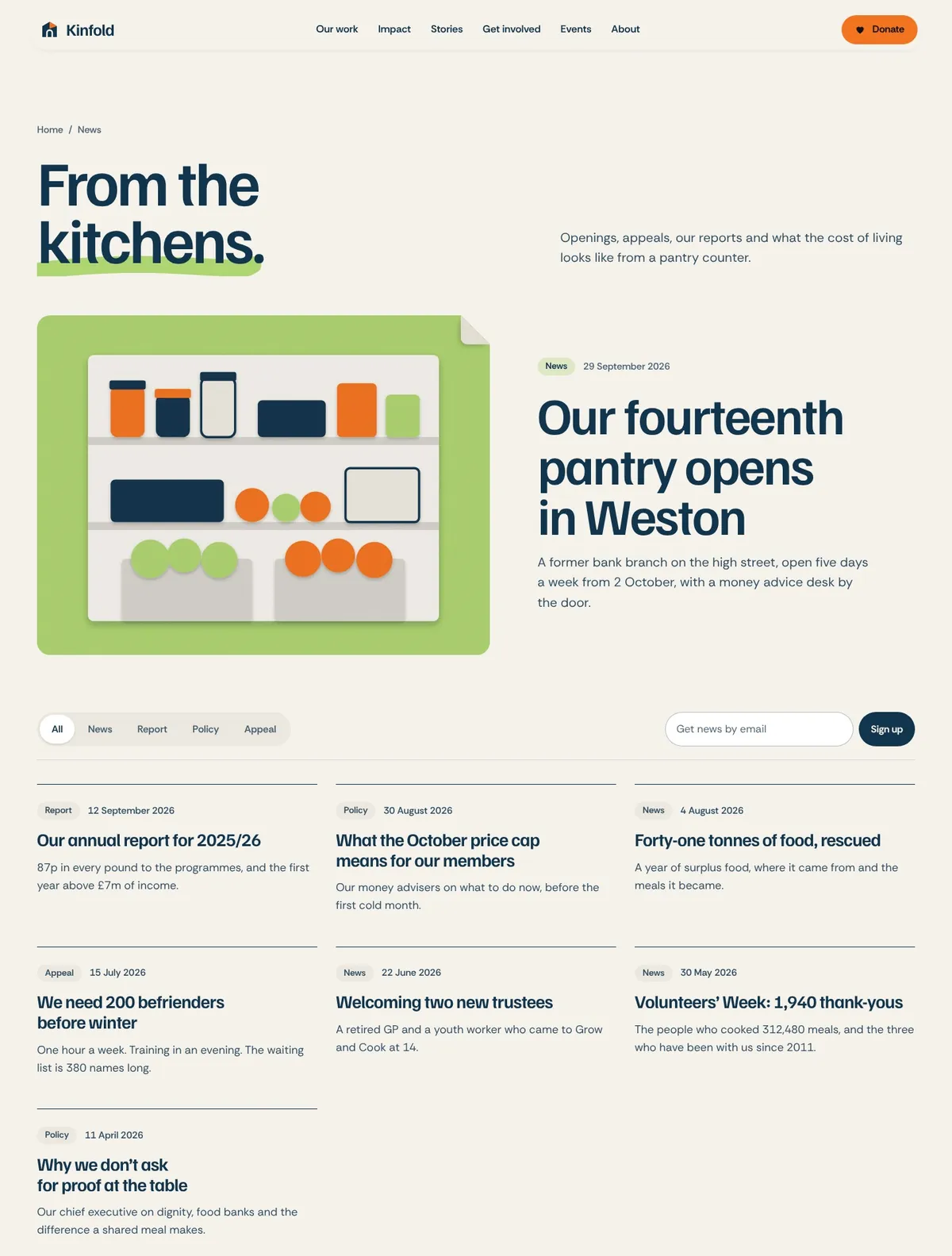 Kinfold, News page