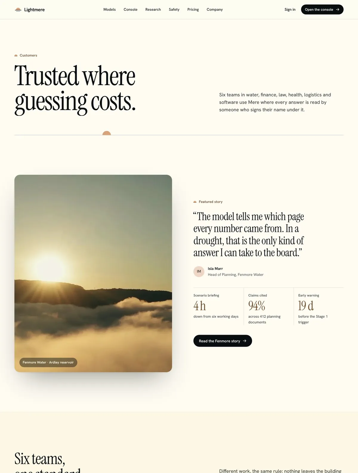 Lightmere, Customers page