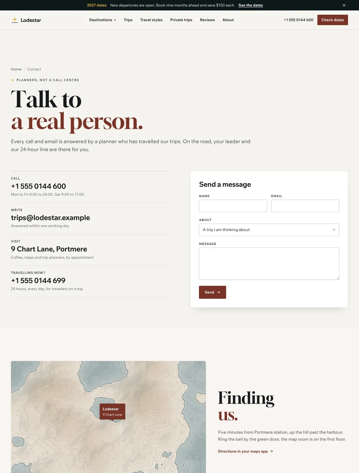 Lodestar, Contact page