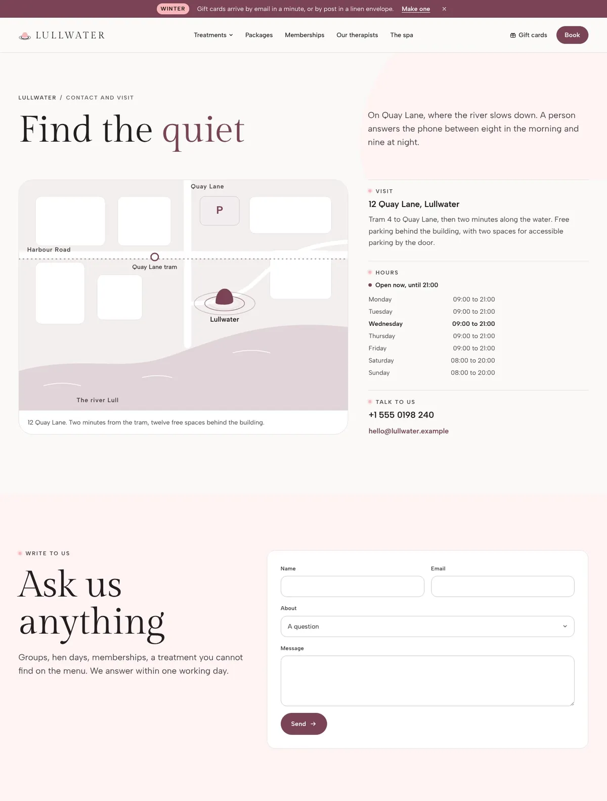 Lullwater, Contact and visit page
