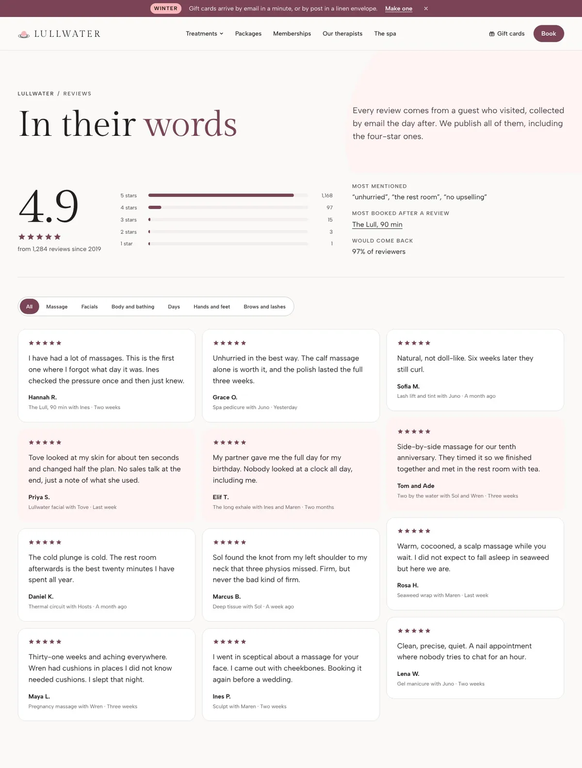 Lullwater, Reviews page