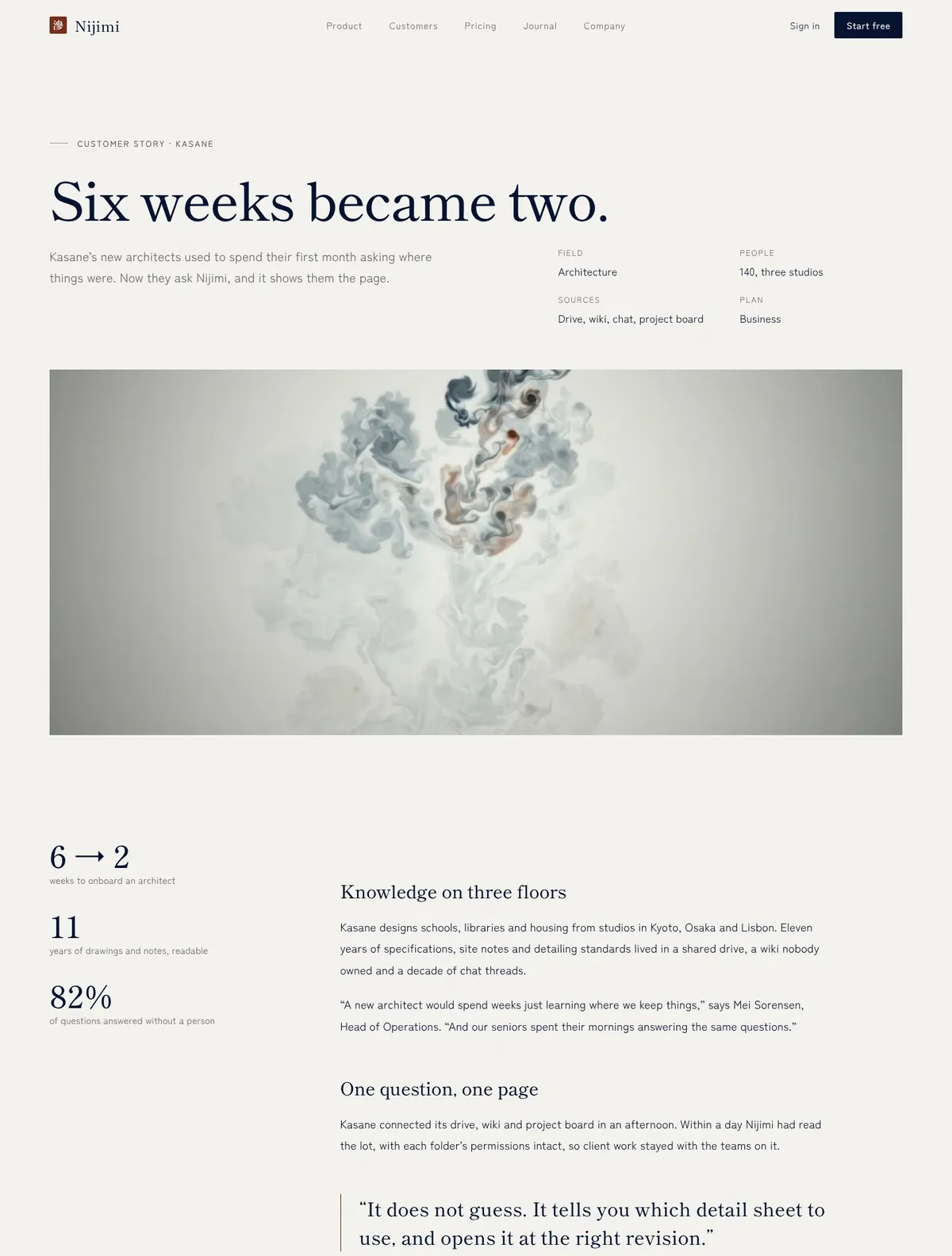 Nijimi, Customer story page