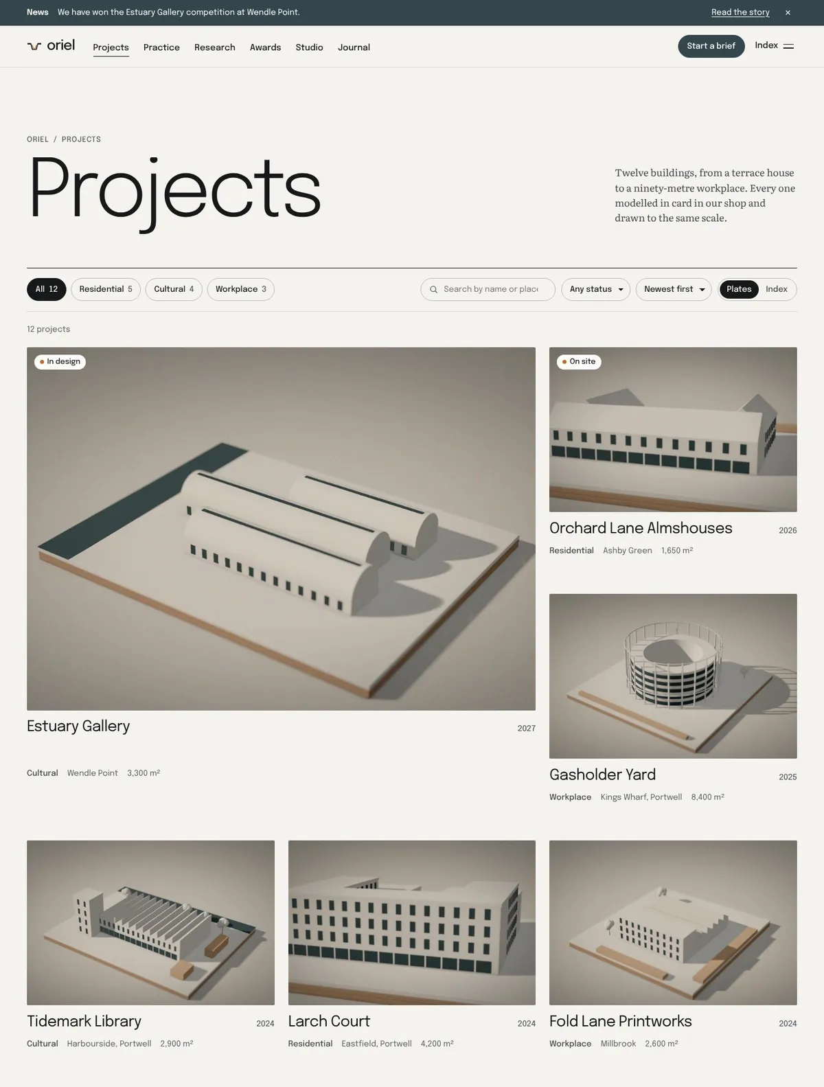 Oriel, Projects page