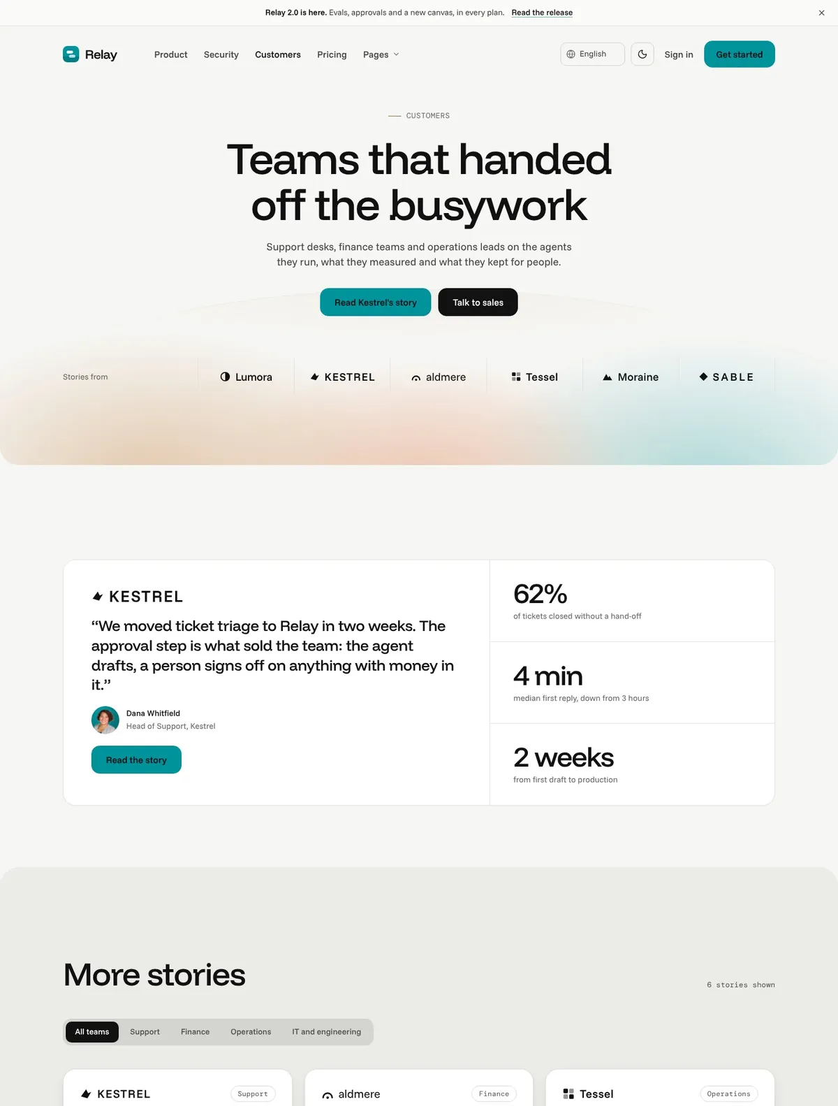 Relay: AI Agent Platform Website Template · Frontier Templates
