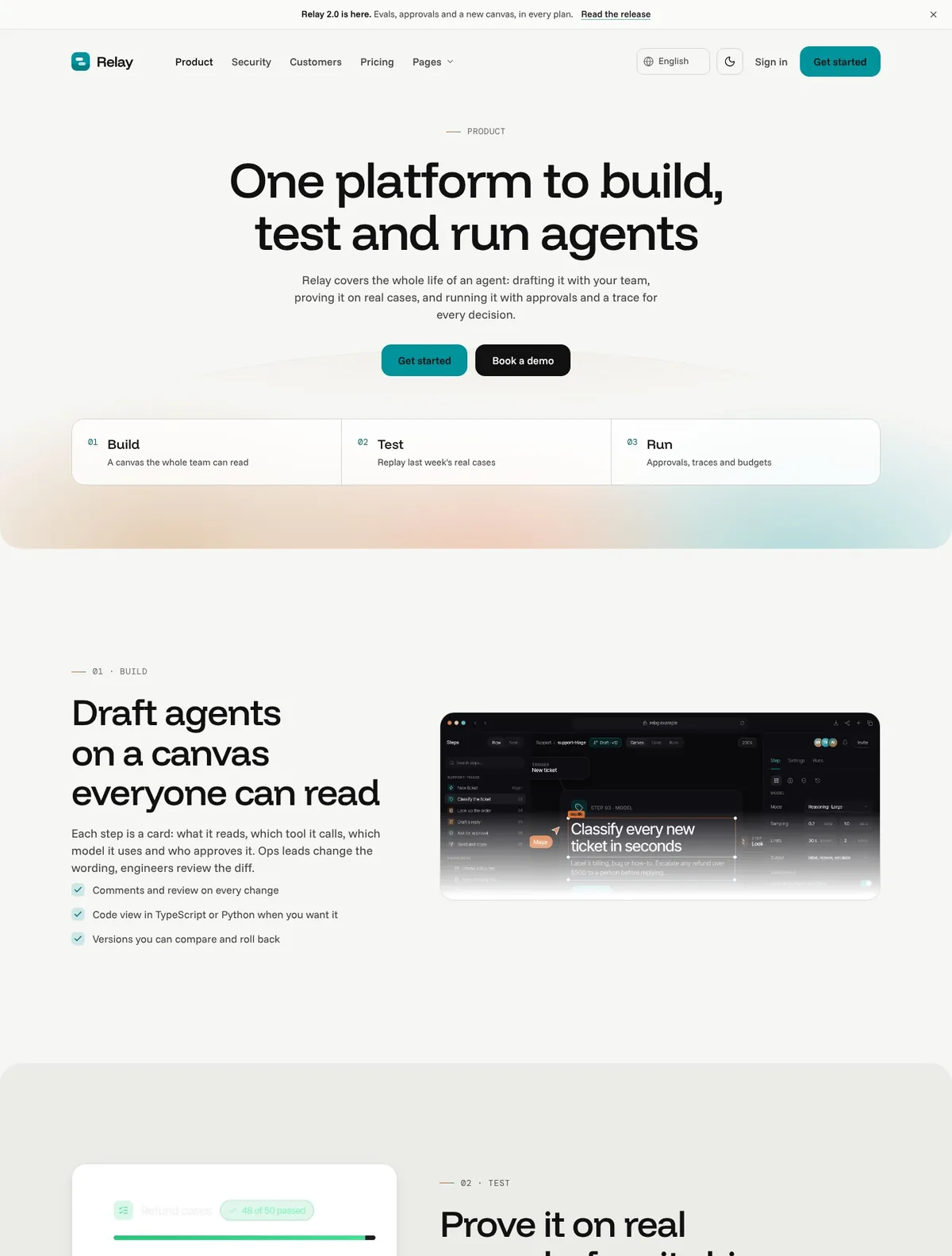 Relay: AI Agent Platform Website Template · Frontier Templates