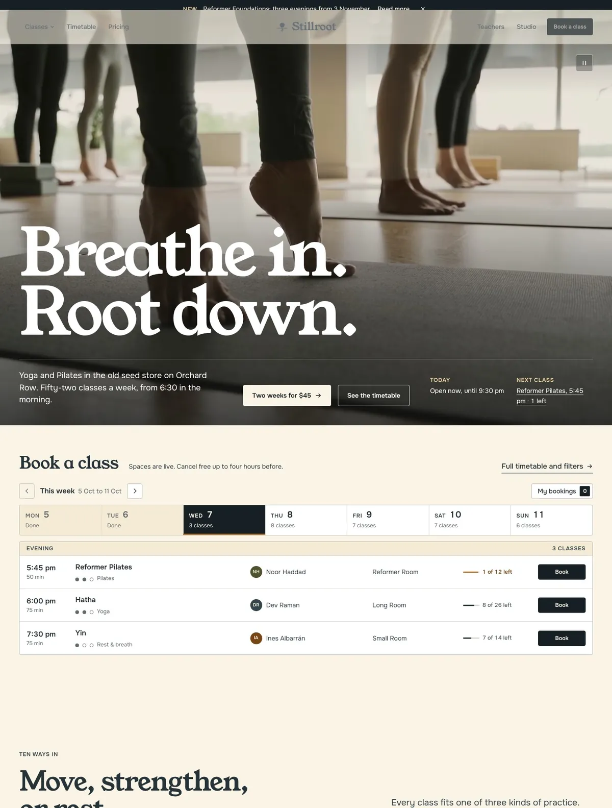 Stillroot, Home V1 page