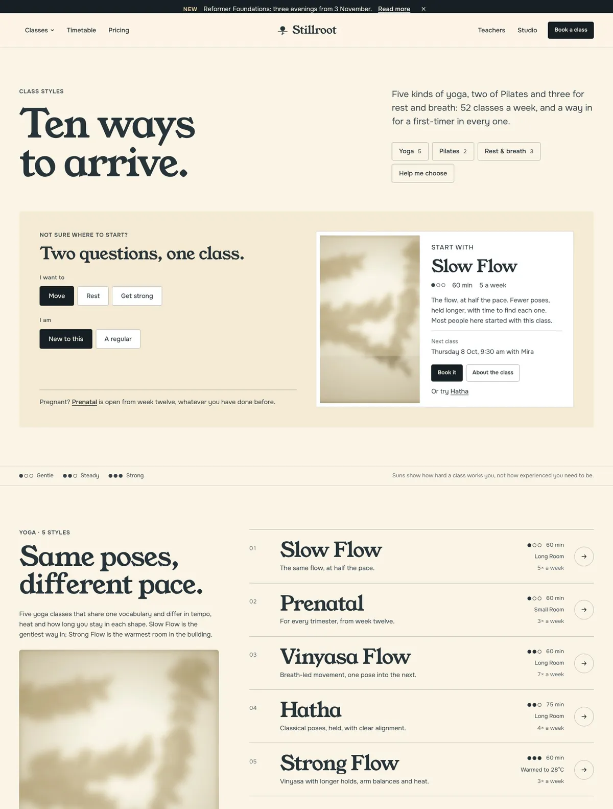 Stillroot, Class styles page