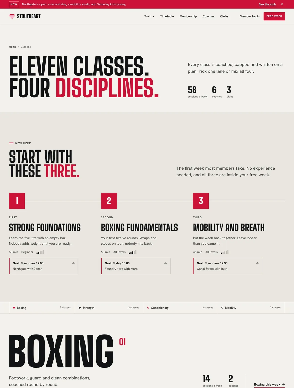 Stoutheart, Classes page