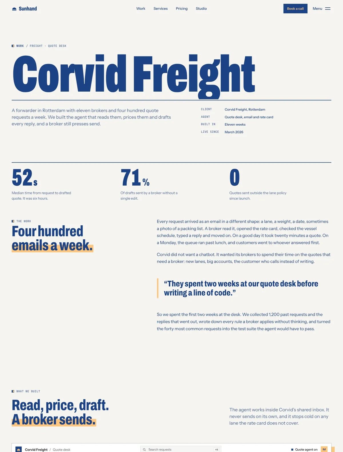 Sunhand, Case study page