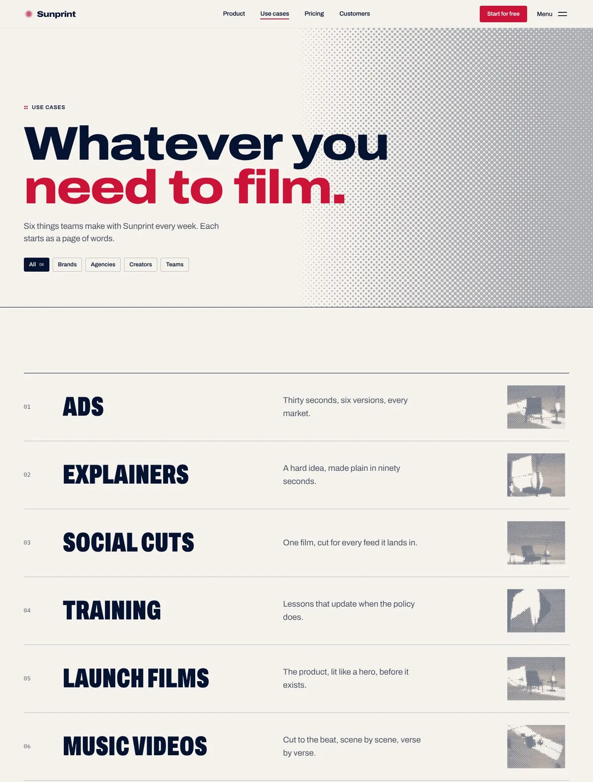 Sunprint, Use cases page