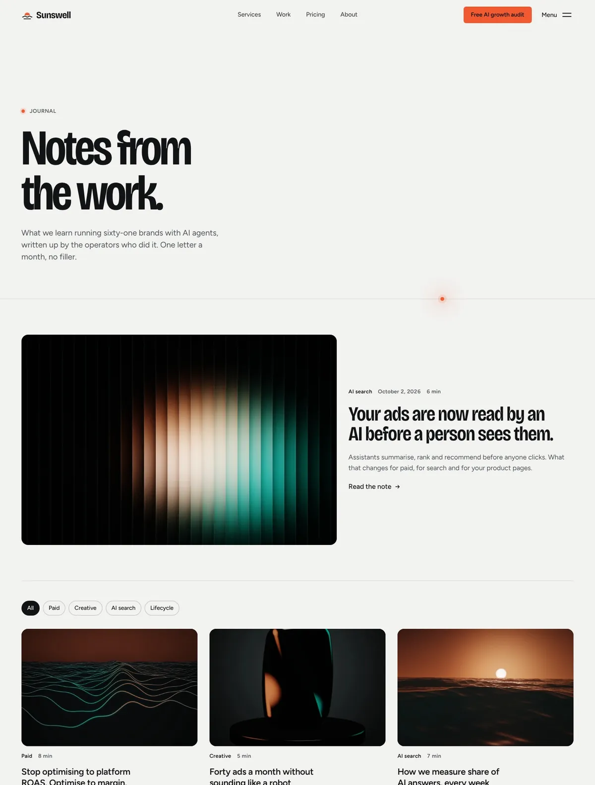 Sunswell, Journal page