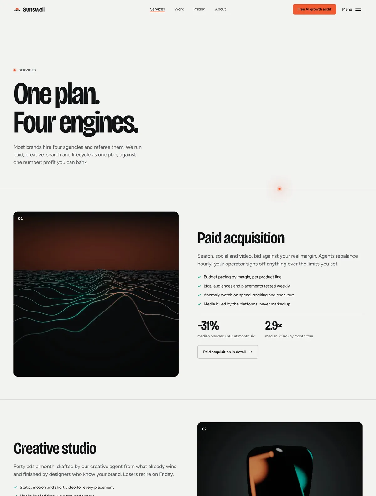 Sunswell, Services page