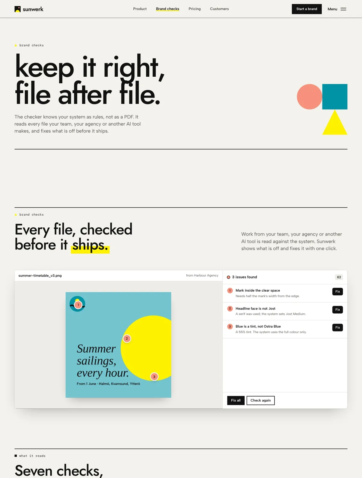 Sunwerk, Brand checks page
