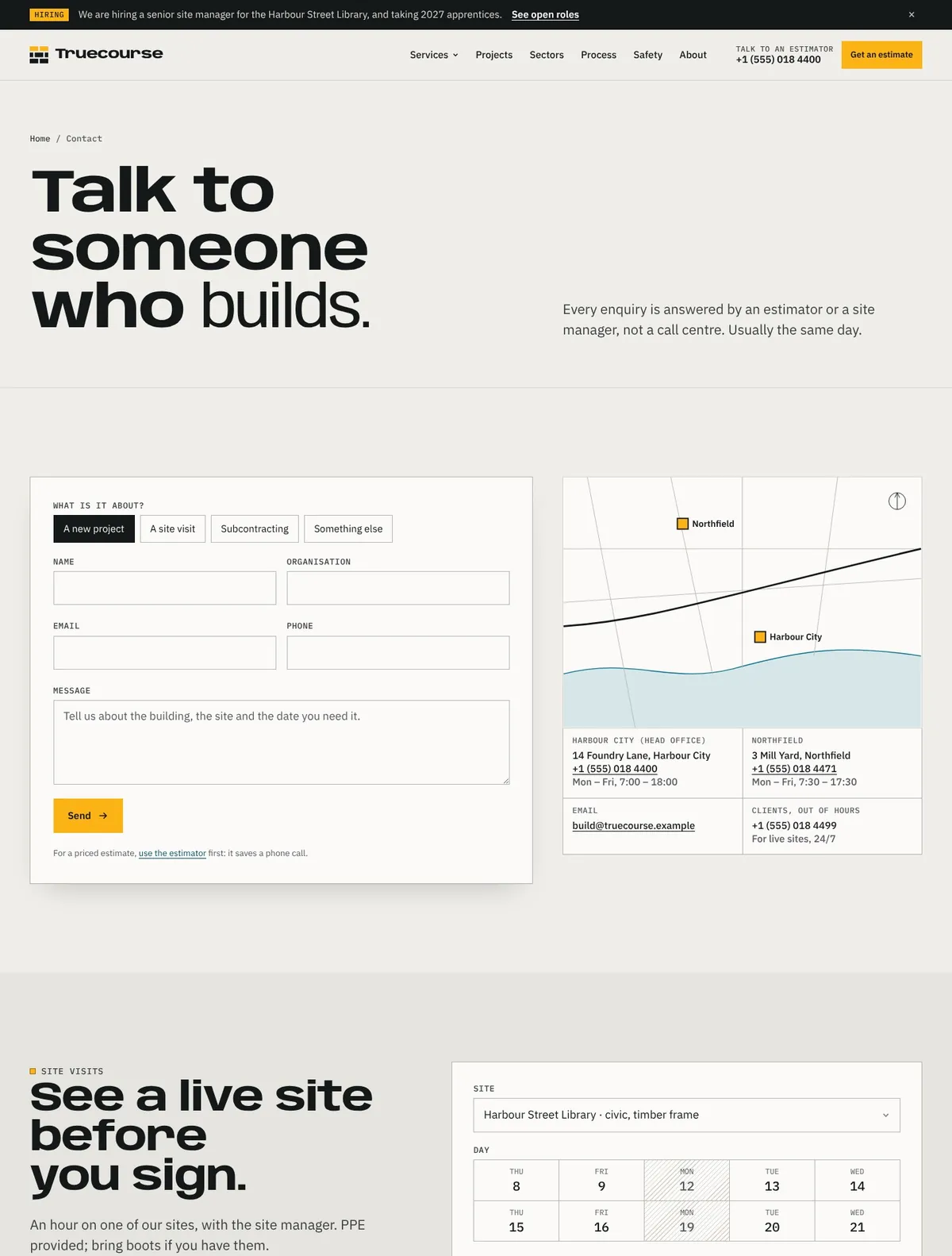 Truecourse, Contact page