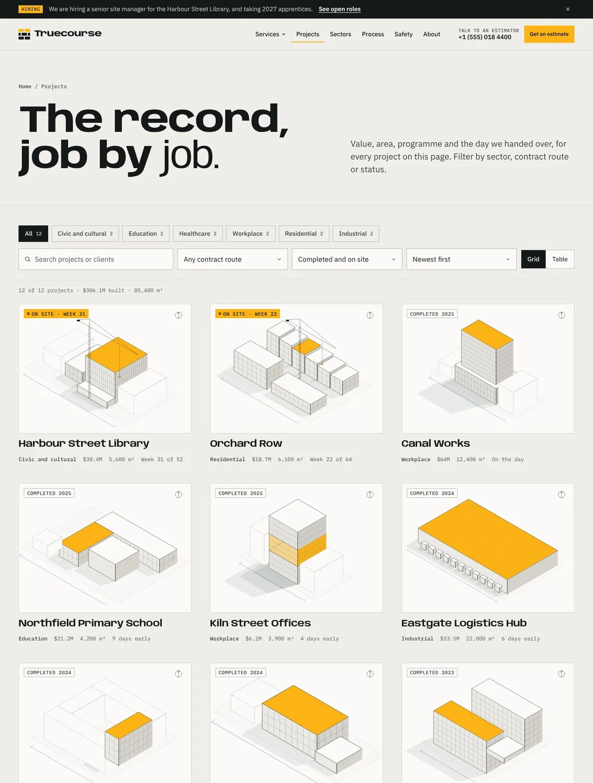 Truecourse, Projects page
