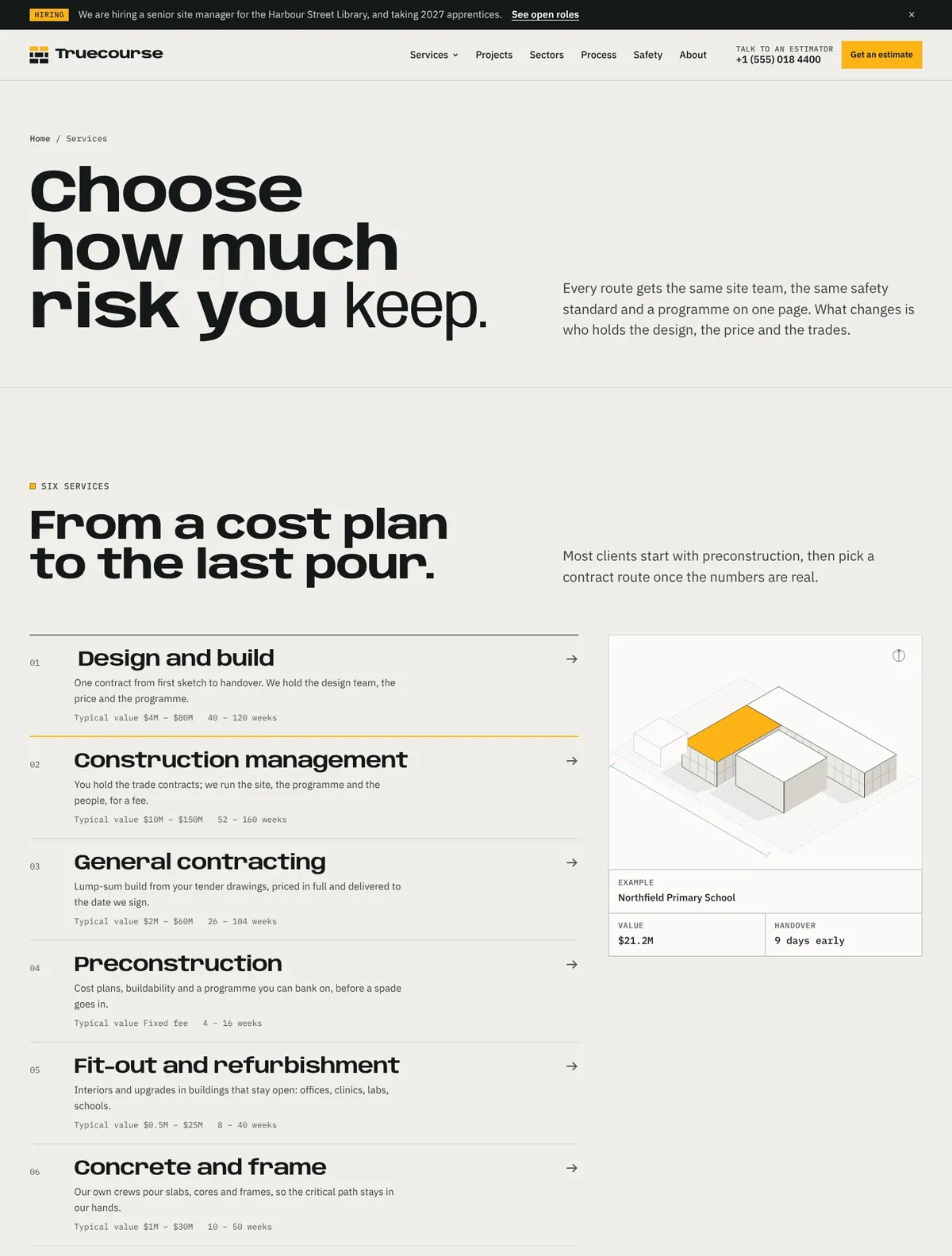 Truecourse, Services page