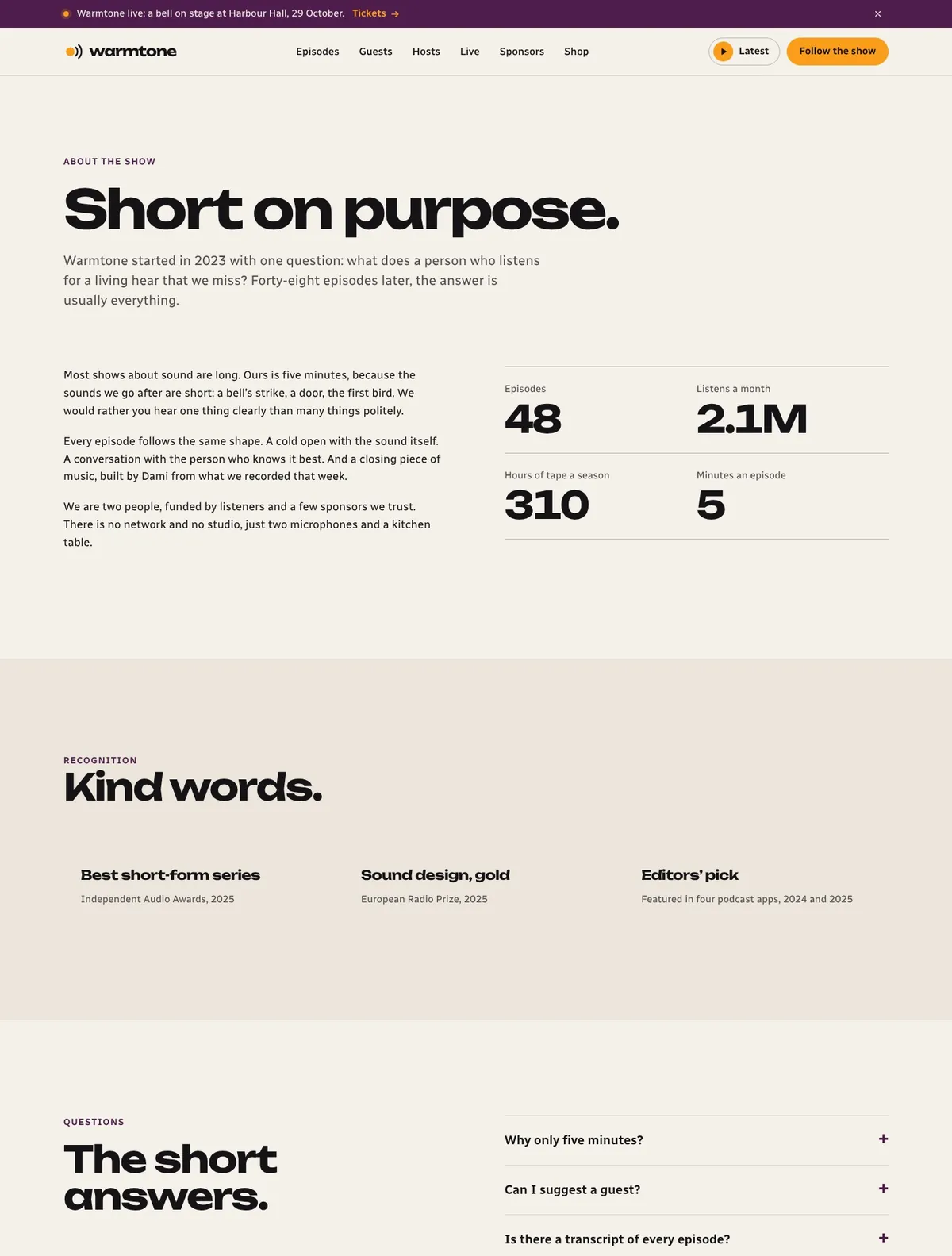 Warmtone, About page