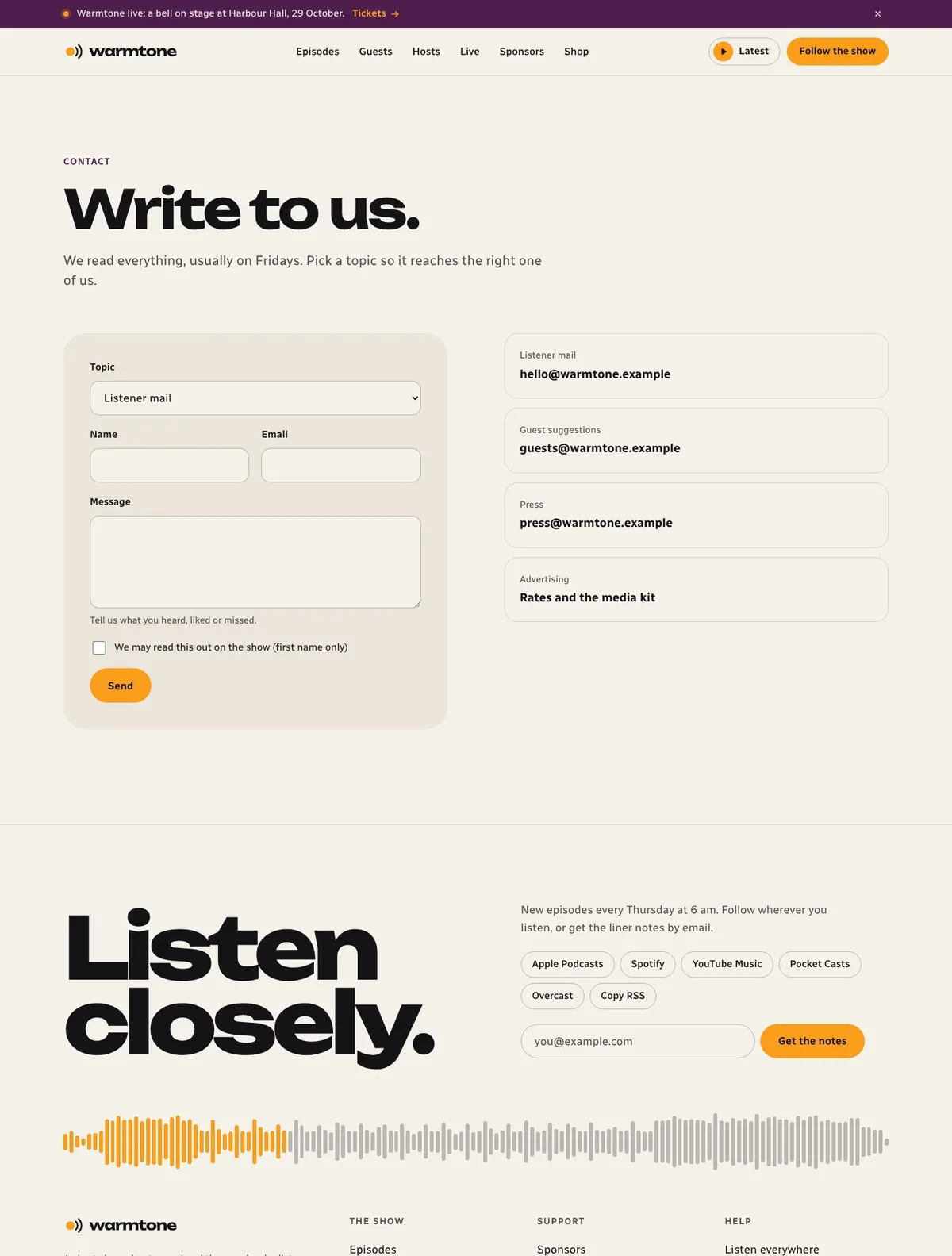Warmtone, Contact page