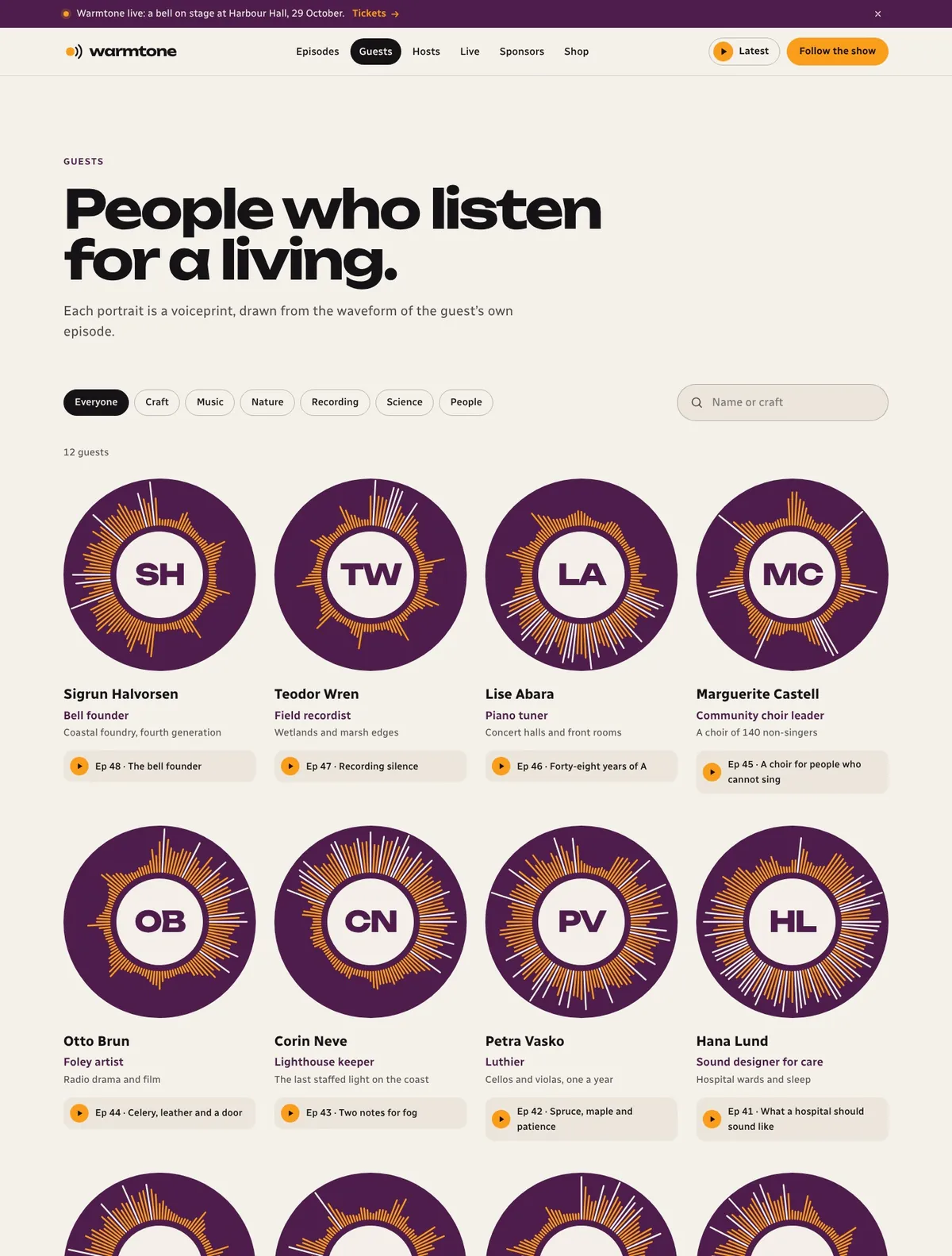 Warmtone, Guests page