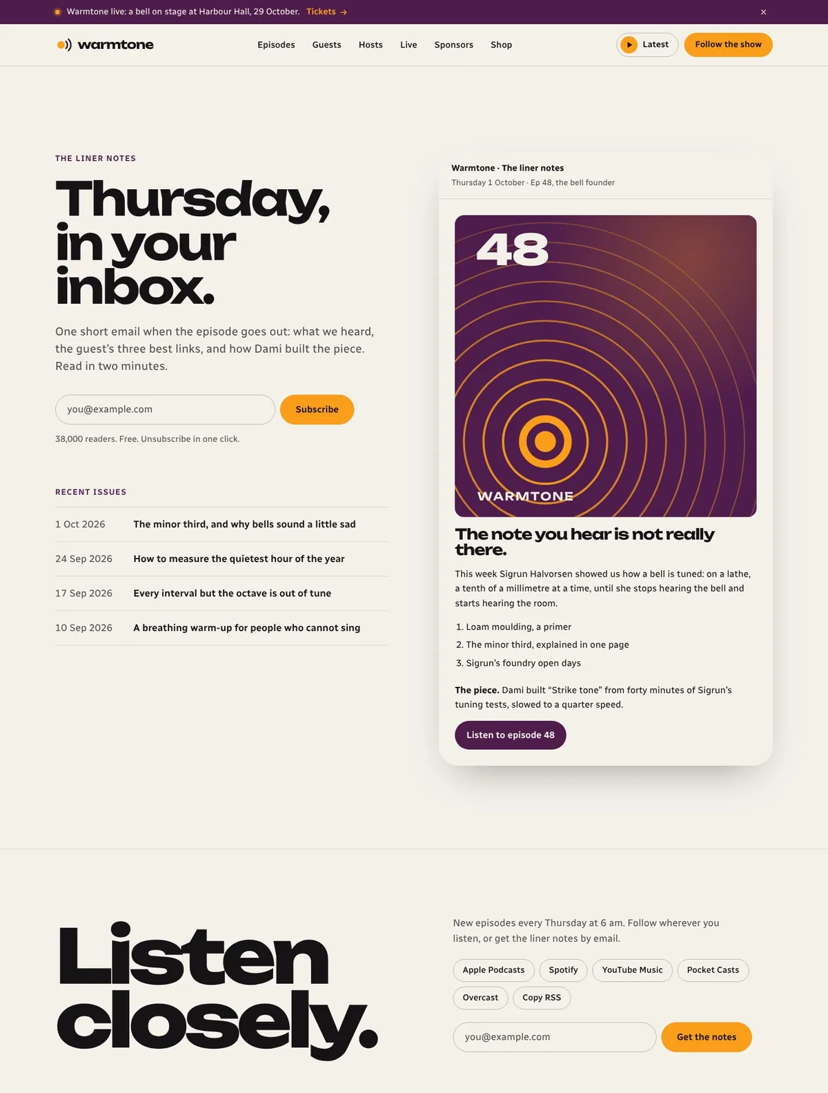 Warmtone, Newsletter page