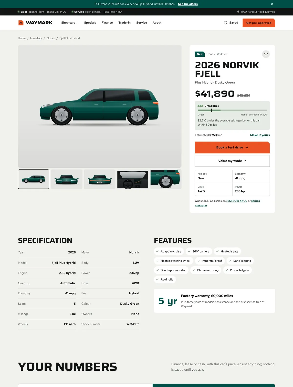 Waymark, Vehicle detail page
