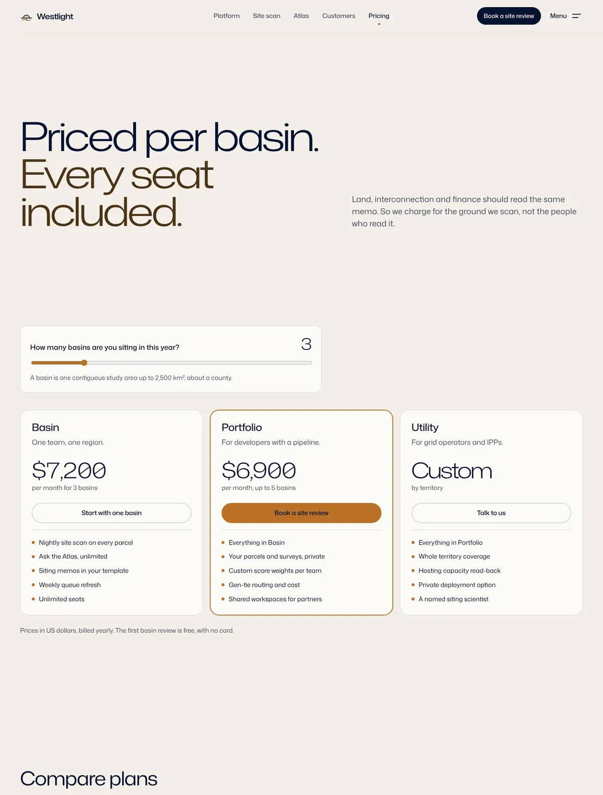 Westlight, Pricing page