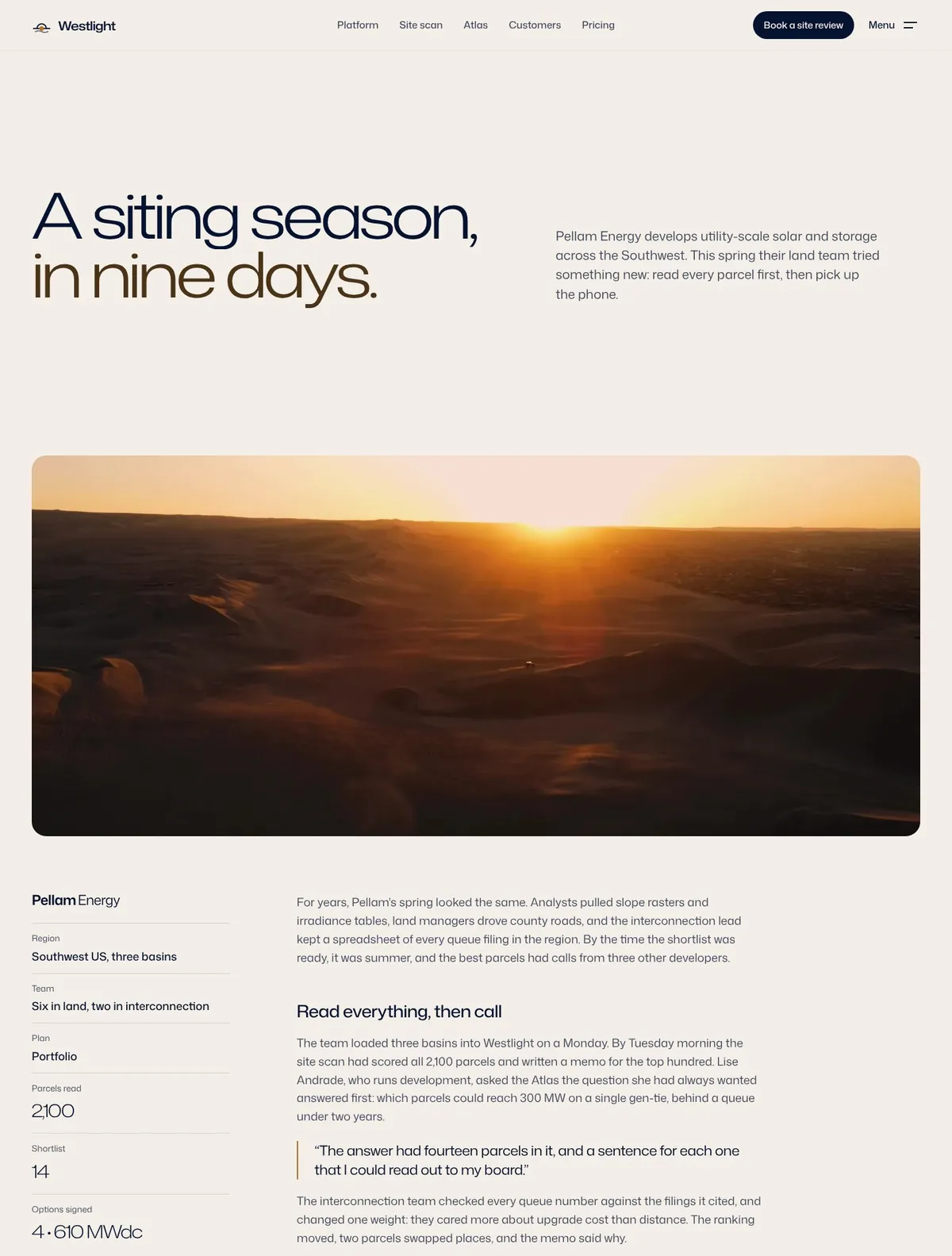 Westlight, Customer story page